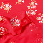 Red Floral Bouquet Viscose Elastane Fabric