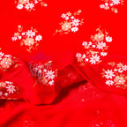 Red Floral Bouquet Viscose Elastane Fabric