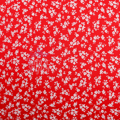 Red Ditsy Floral Viscose Elastane Fabric