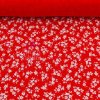 Red Ditsy Floral Viscose Elastane Fabric