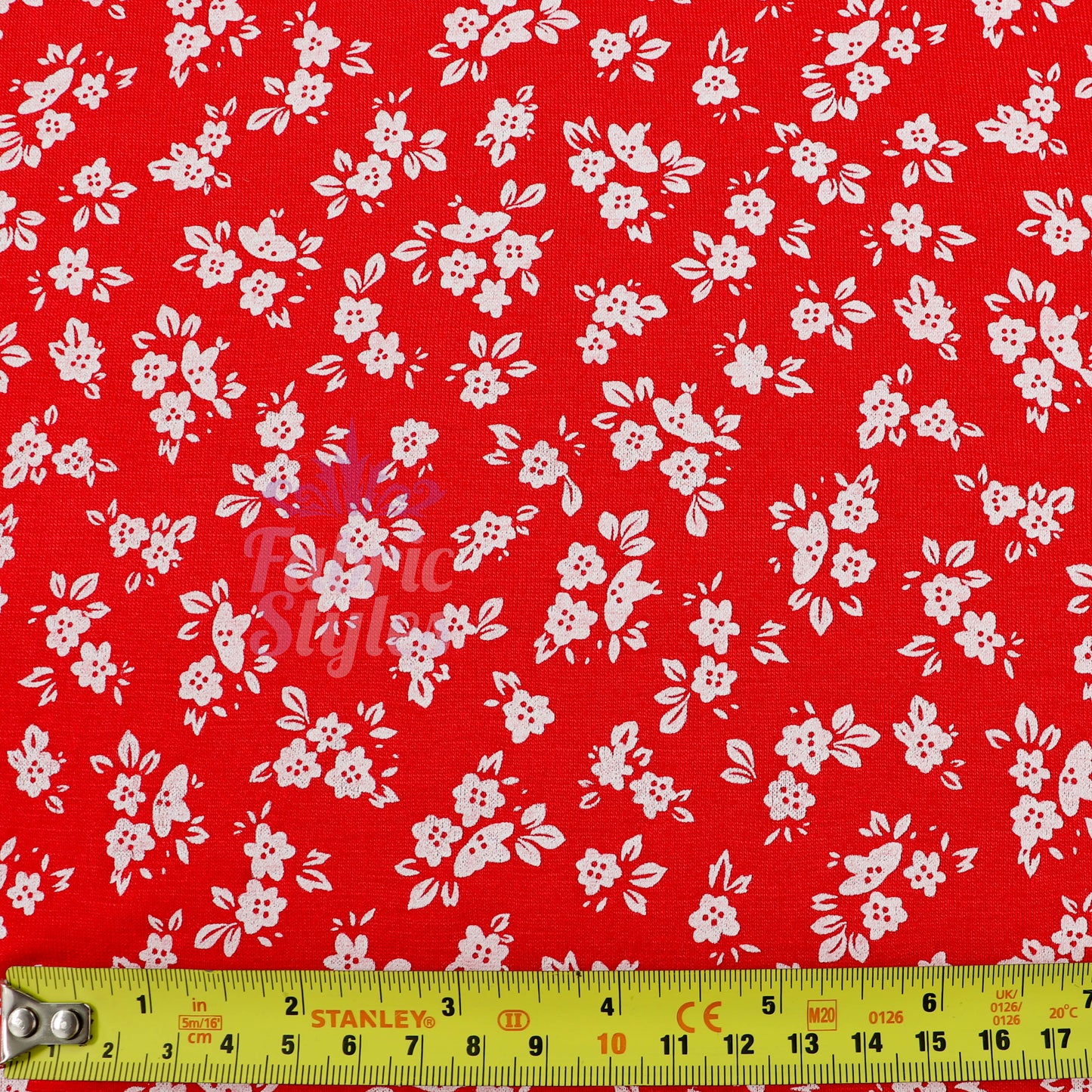 Red Ditsy Floral Viscose Elastane Fabric