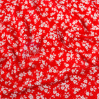 Red Ditsy Floral Viscose Elastane Fabric