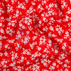 Red Ditsy Floral Viscose Elastane Fabric