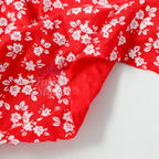Red Ditsy Floral Viscose Elastane Fabric