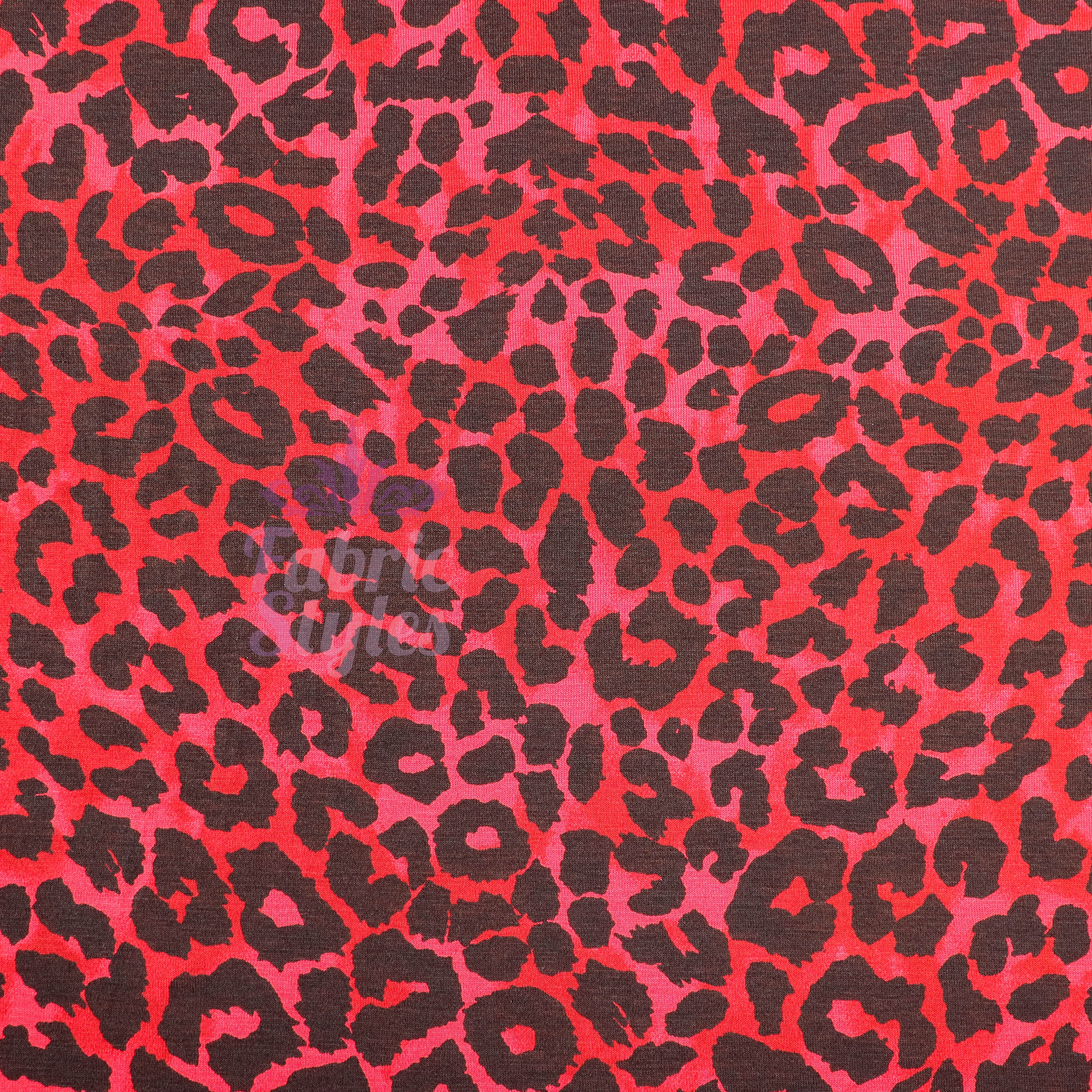 Red Leopard Animal Viscose Elastane Fabric