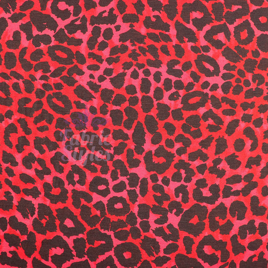 Red Leopard Animal Viscose Elastane Fabric