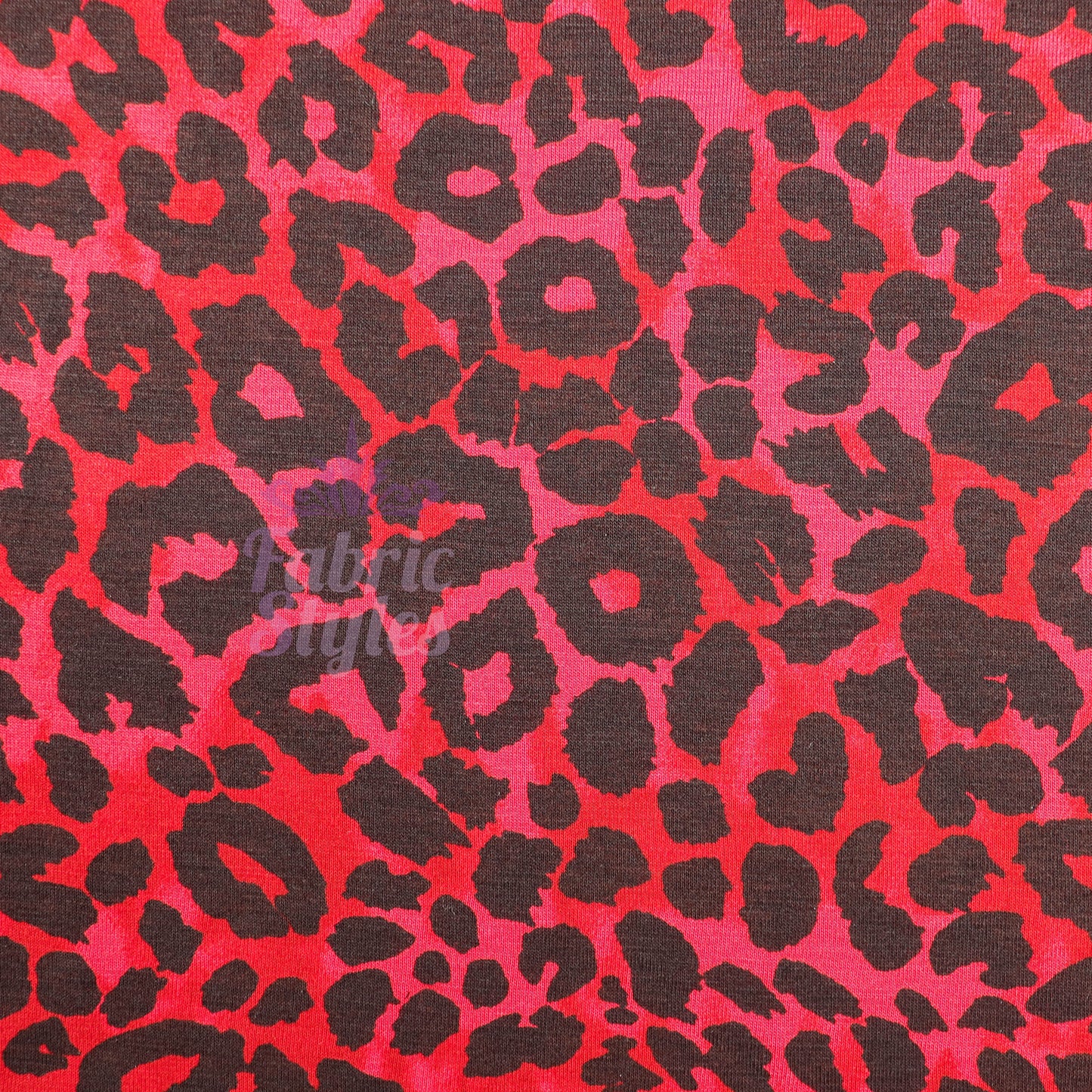 Red Leopard Animal Viscose Elastane Fabric