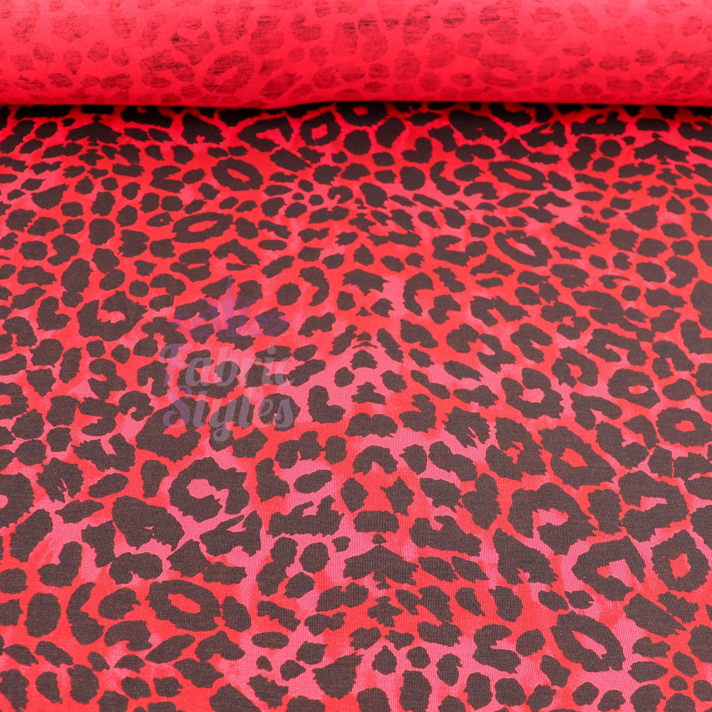 Red Leopard Animal Viscose Elastane Fabric