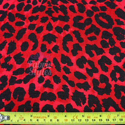 Red Leopard Animal Viscose Elastane Fabric