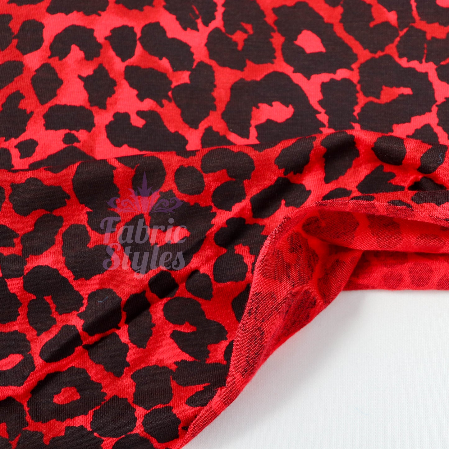Red Leopard Animal Viscose Elastane Fabric