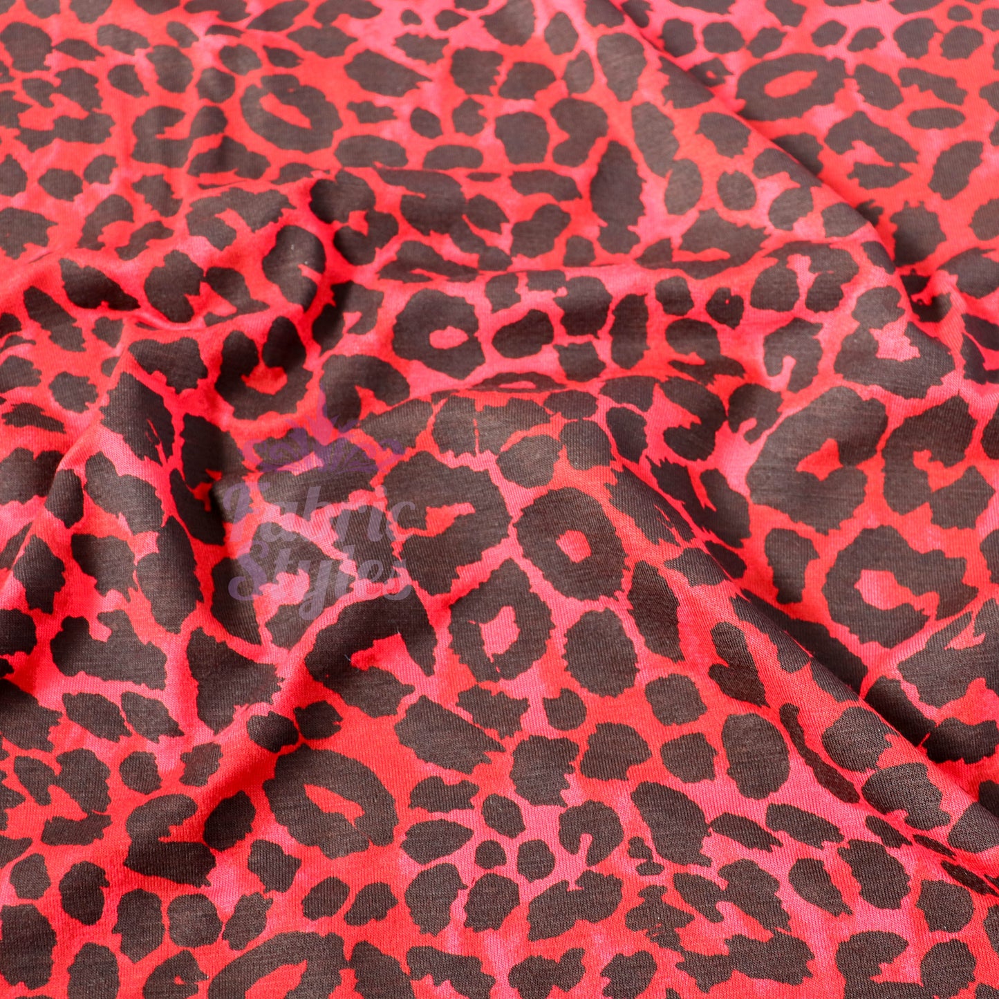 Red Leopard Animal Viscose Elastane Fabric