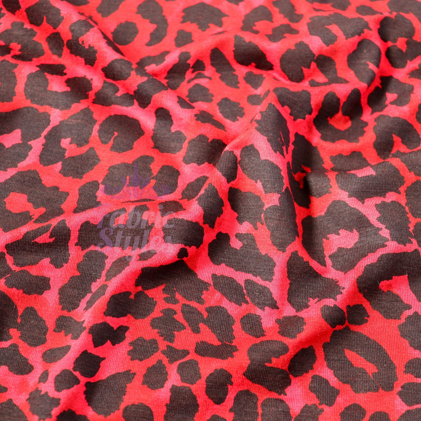 Red Leopard Animal Viscose Elastane Fabric