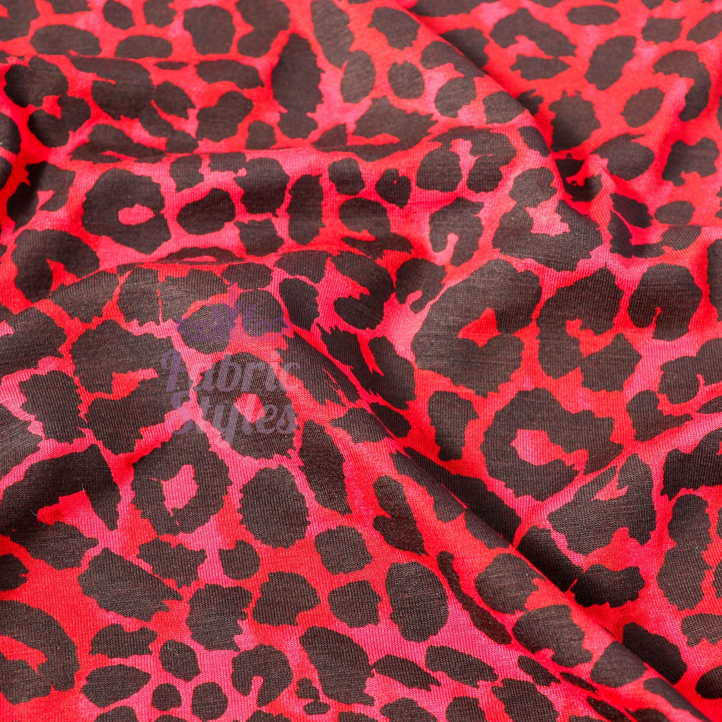 Red Leopard Animal Viscose Elastane Fabric