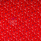 Red Ditsy Black Blue White Viscose Elastane Fabric