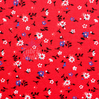 Red Ditsy Black Blue White Viscose Elastane Fabric