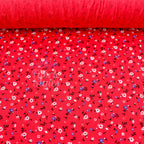 Red Ditsy Black Blue White Viscose Elastane Fabric