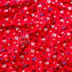 Red Ditsy Black Blue White Viscose Elastane Fabric