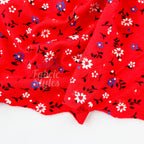 Red Ditsy Black Blue White Viscose Elastane Fabric