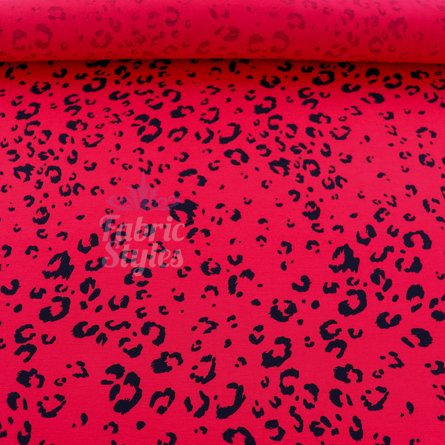 Red Leopard Viscose Elastane Fabric