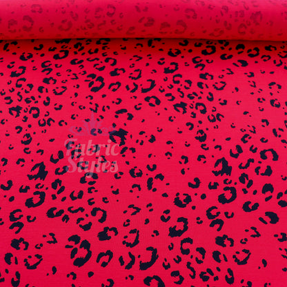 Red Leopard Viscose Elastane Fabric