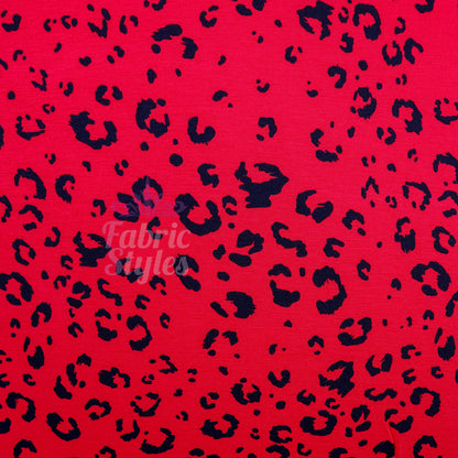 Red Leopard Viscose Elastane Fabric