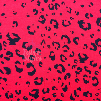 Red Leopard Viscose Elastane Fabric