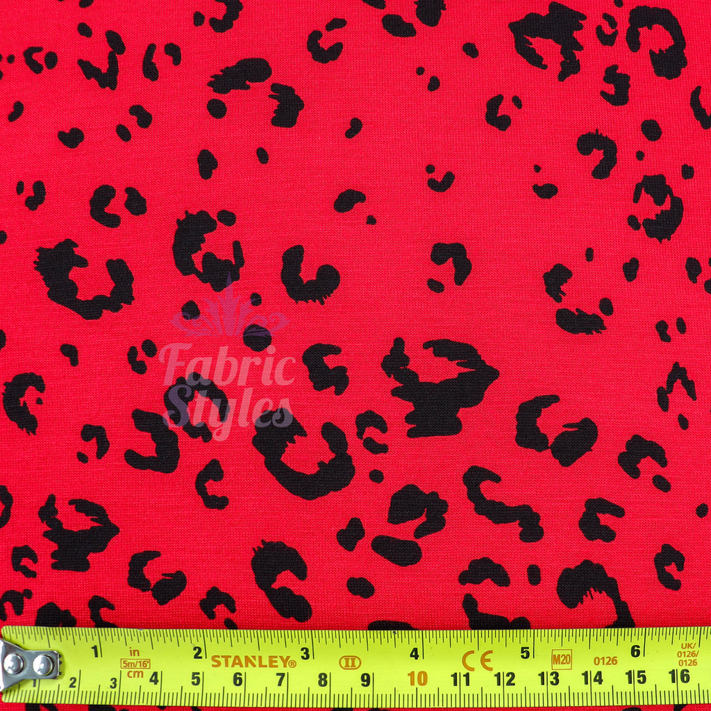 Red Leopard Viscose Elastane Fabric