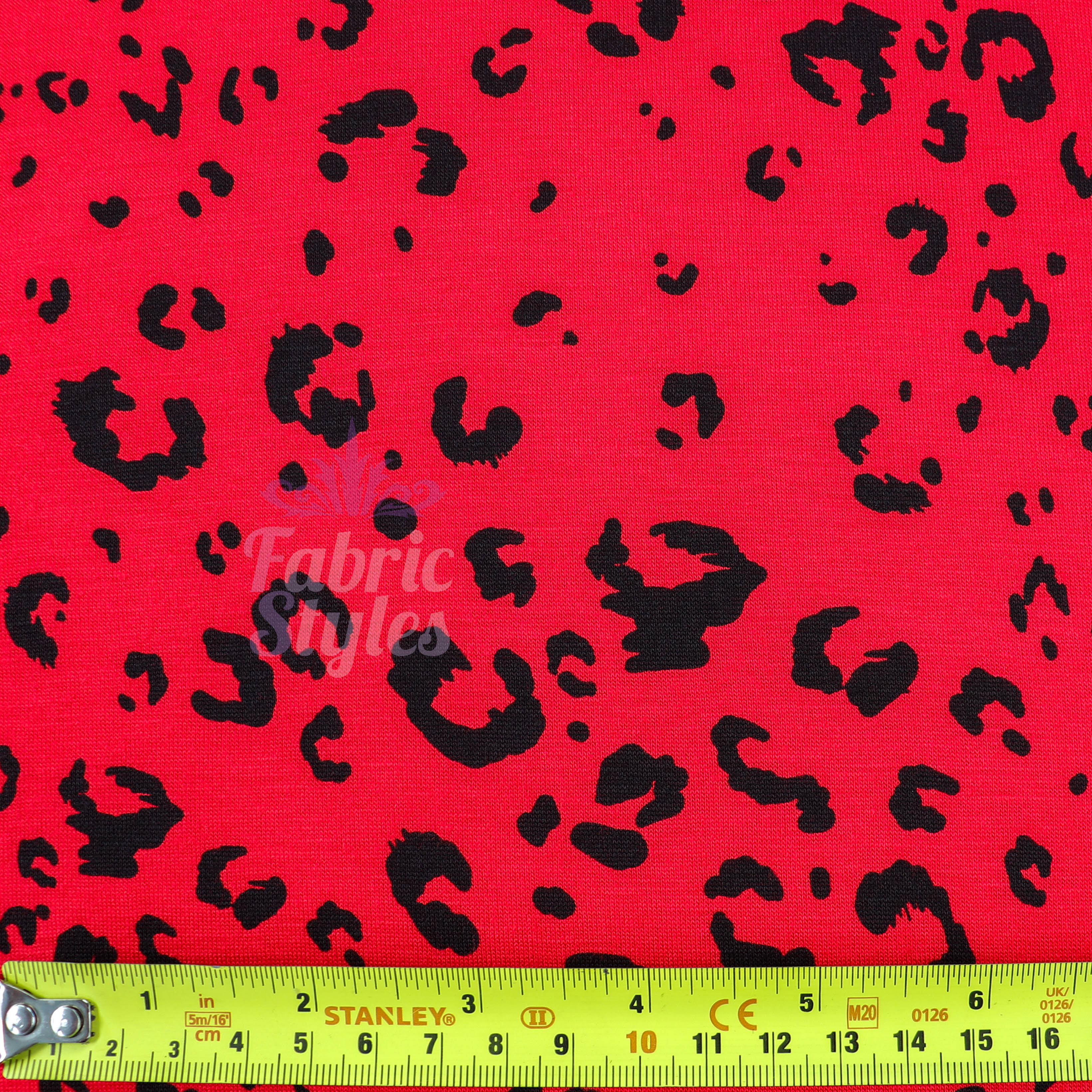 Red Leopard Viscose Elastane Fabric