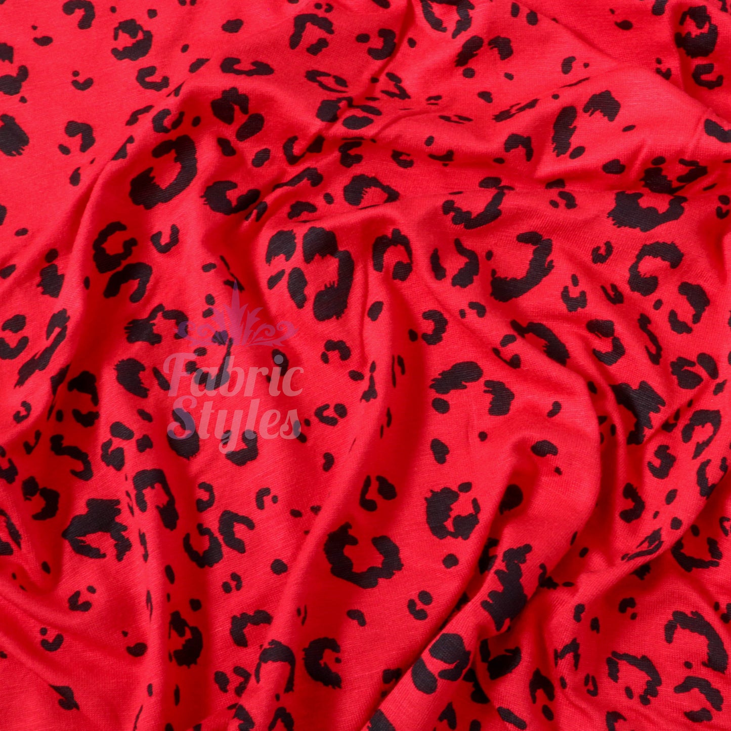 Red Leopard Viscose Elastane Fabric