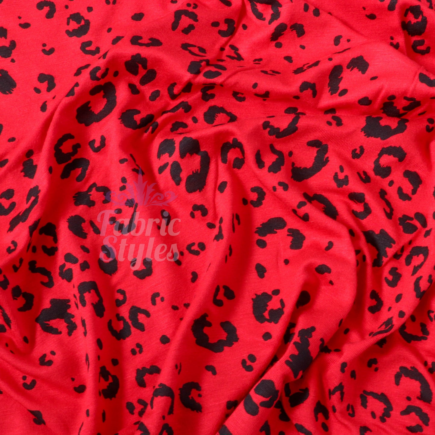 Red Leopard Viscose Elastane Fabric