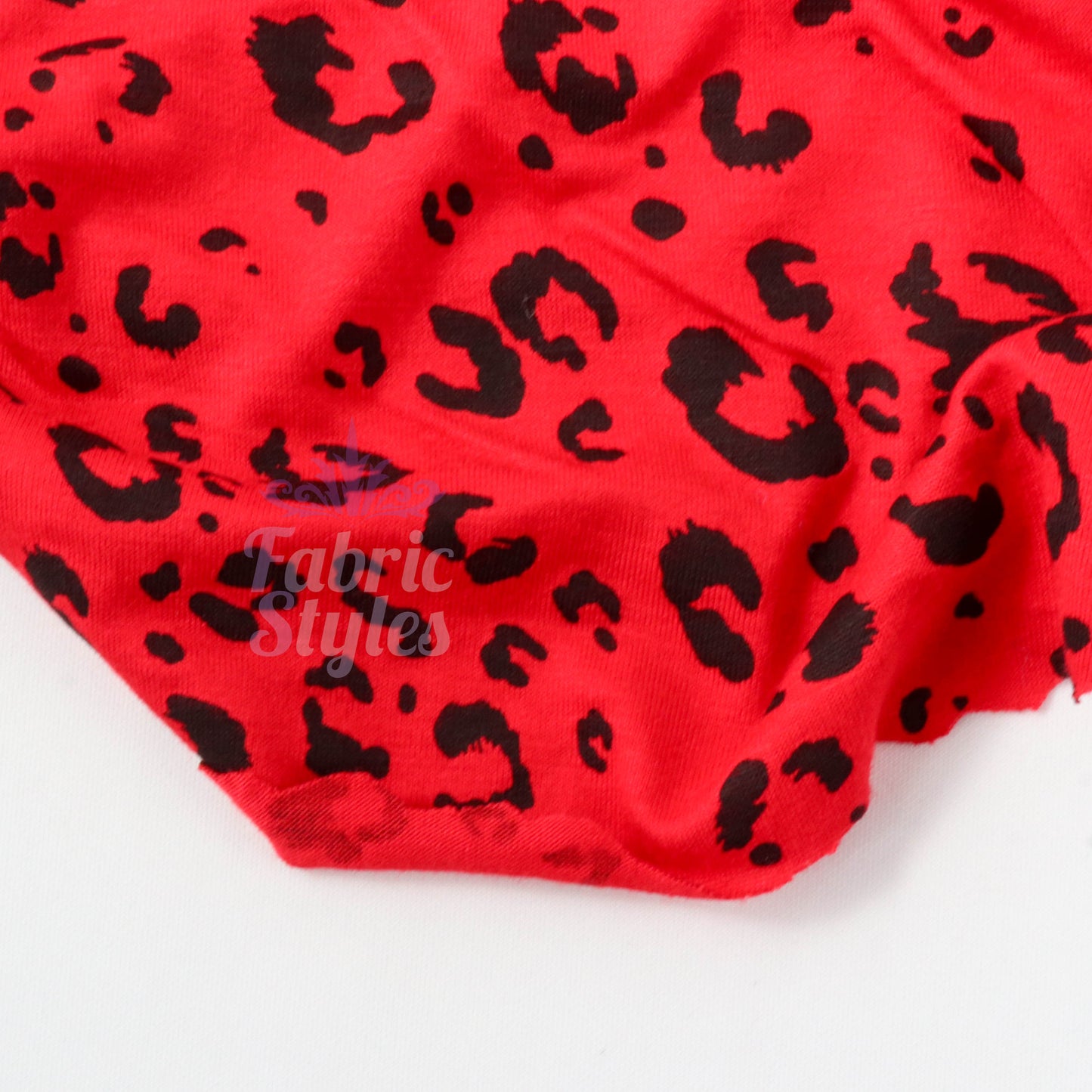 Red Leopard Viscose Elastane Fabric