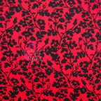 Red Black Floral Viscose Elastane Fabric