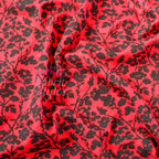 Red Black Floral Viscose Elastane Fabric