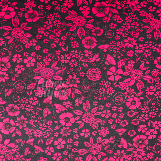 Wine Floral Viscose Elastane Fabric