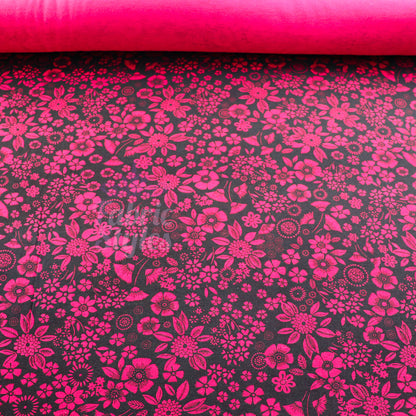 Wine Floral Viscose Elastane Fabric