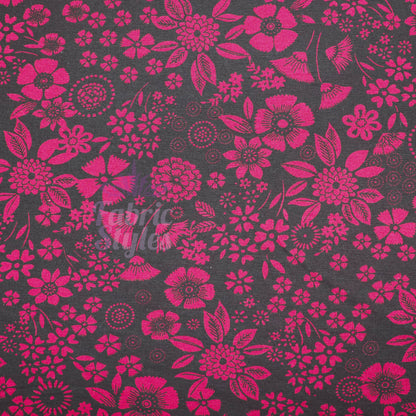 Wine Floral Viscose Elastane Fabric