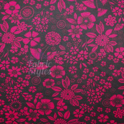 Wine Floral Viscose Elastane Fabric