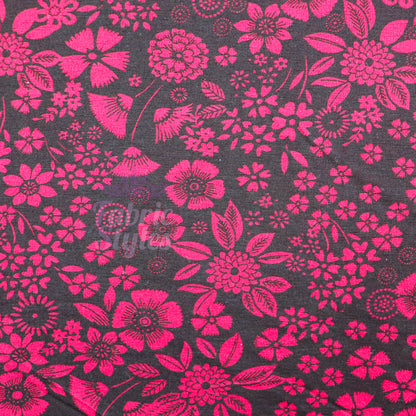 Wine Floral Viscose Elastane Fabric