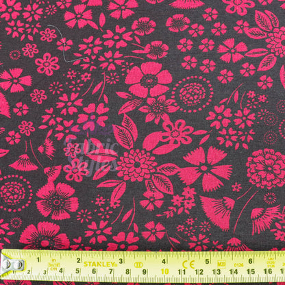 Wine Floral Viscose Elastane Fabric