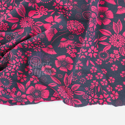 Wine Floral Viscose Elastane Fabric