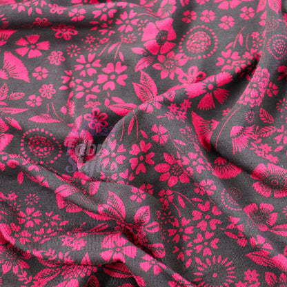 Wine Floral Viscose Elastane Fabric