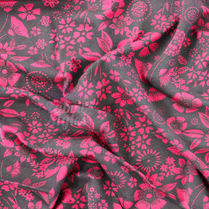 Wine Floral Viscose Elastane Fabric