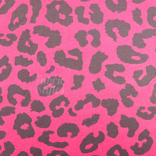 Wine Leopard Viscose Elastane Fabric