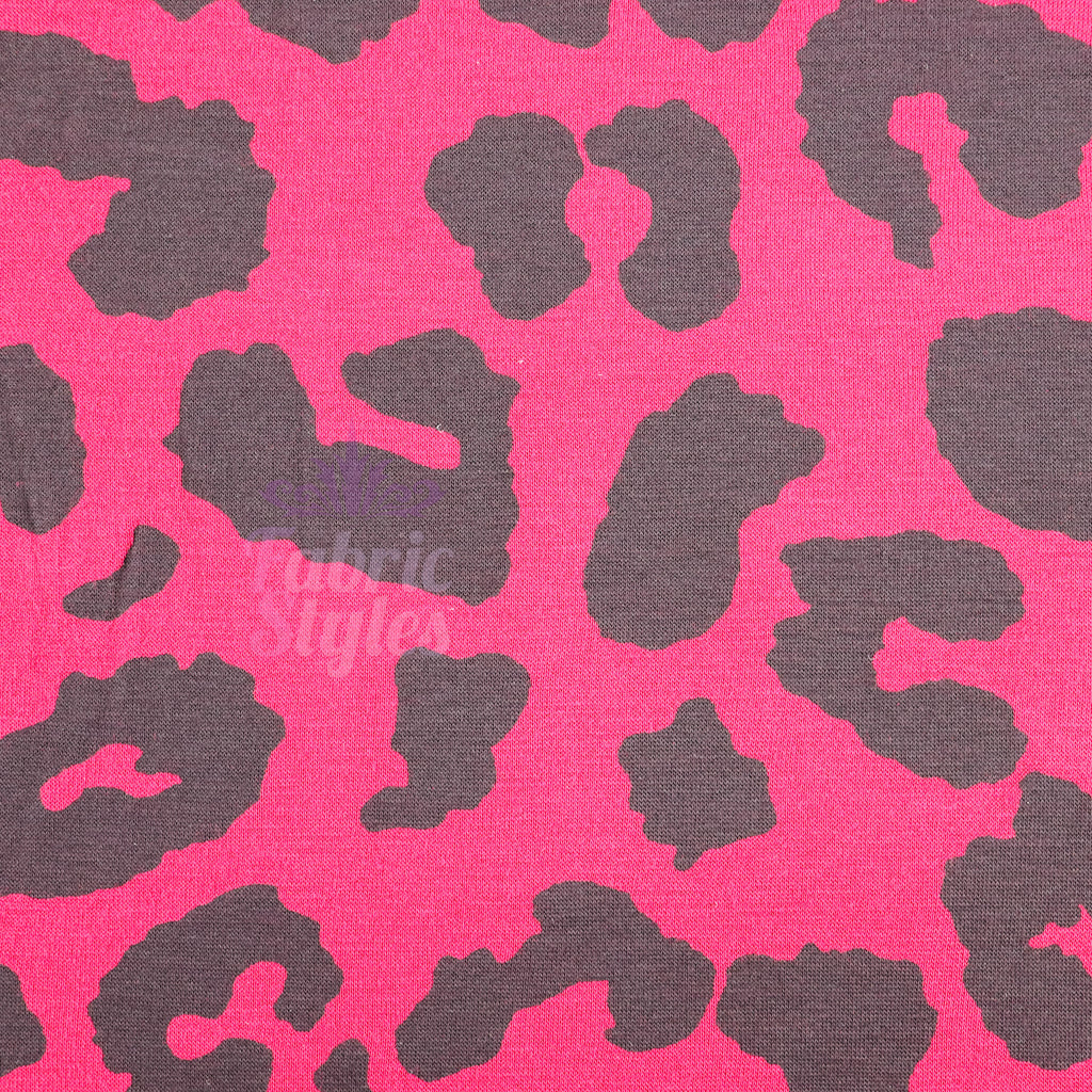 Wine Leopard Viscose Elastane Fabric