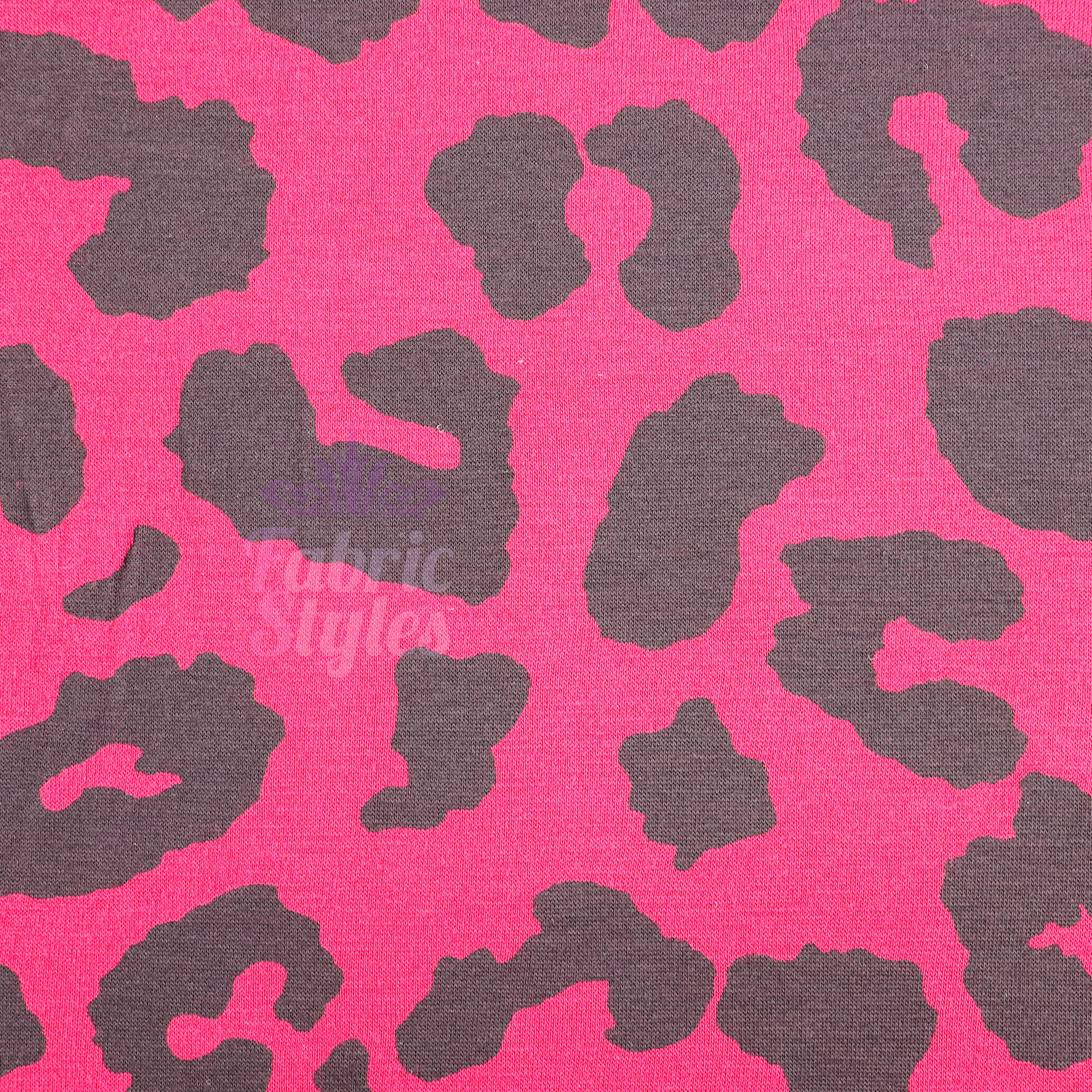 Wine Leopard Viscose Elastane Fabric