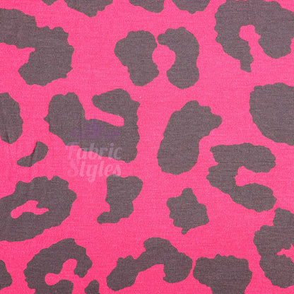 Wine Leopard Viscose Elastane Fabric