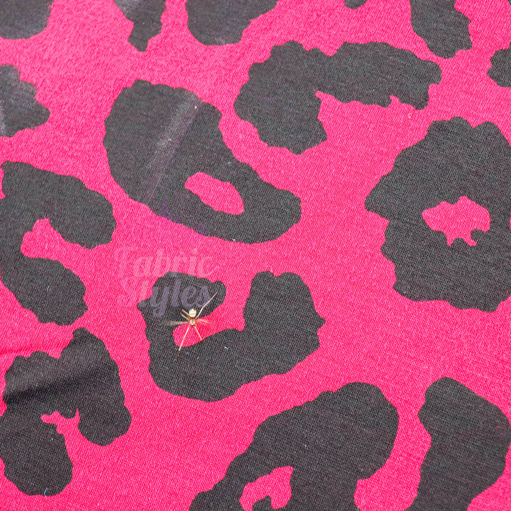 Wine Leopard Viscose Elastane Fabric