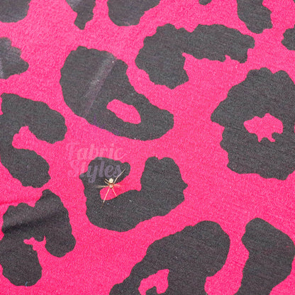 Wine Leopard Viscose Elastane Fabric