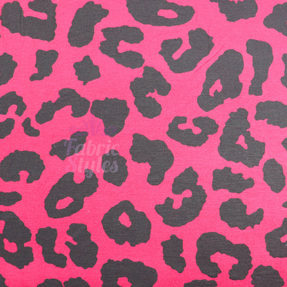 Wine Leopard Viscose Elastane Fabric