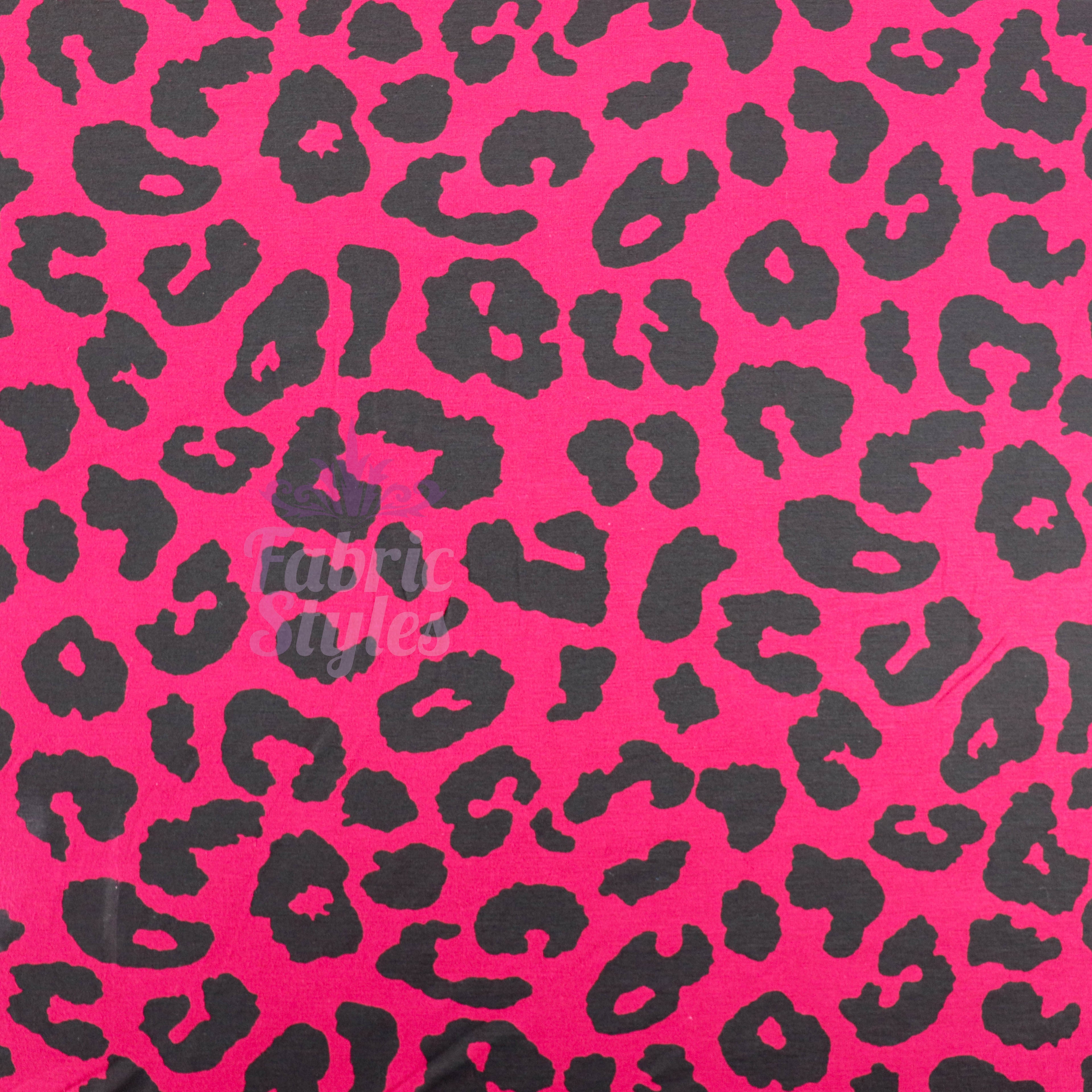 Wine Leopard Viscose Elastane Fabric